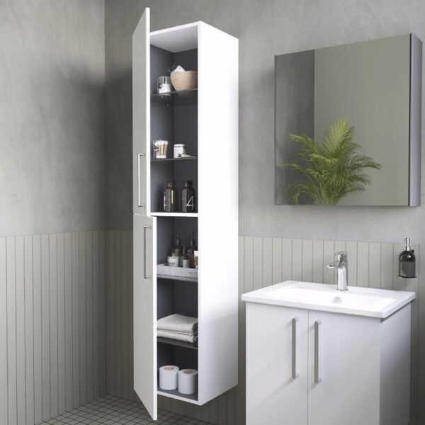 Vitra Root Flat 2 Door Wall Hung Tall Storage Unit - 420mm Wide - Image 3