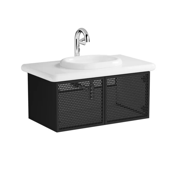Vitra Liquid Wall Hung Vanity Unit With Basin - 1000mm Wide - Black/White - Image 6