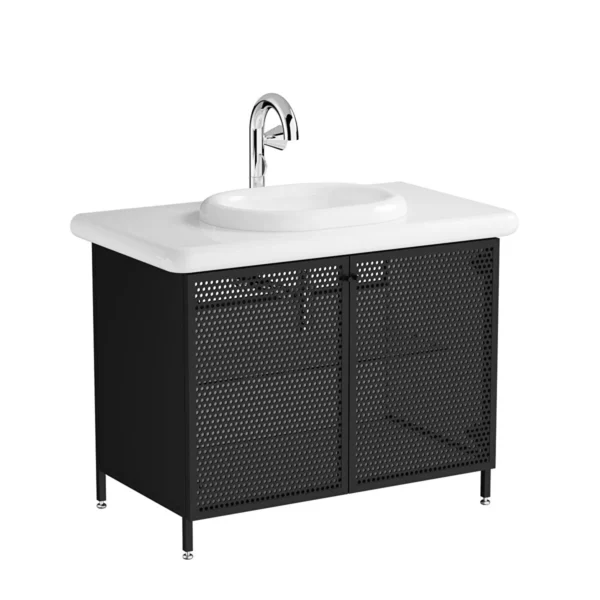 Vitra Liquid Wall Hung Vanity Unit With Basin - 1000mm Wide - Black/White - Image 7