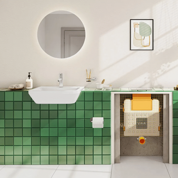 Vitra Integra Semi Recessed Basin - 550mm Wide - 1 TH - White