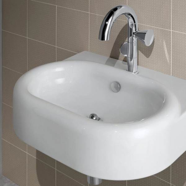 Vitra Liquid Wall Hung Basin With Overflow - 600mm Wide - White - Image 4