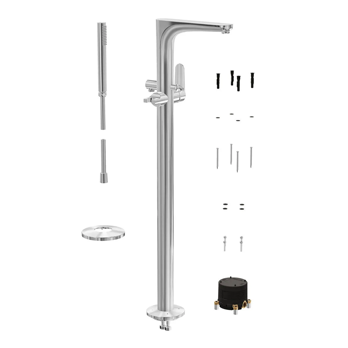 Vitra Root Single Lever Freestanding Bath Shower Mixer Tap With Shower Kit - Image 4