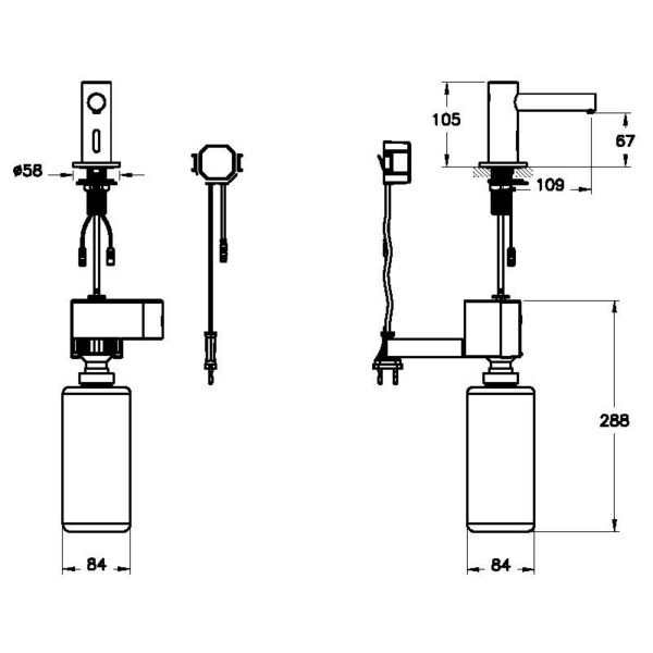Vitra Origin Touch Main Operated Free Countertop Short Soap Dispenser - Image 2