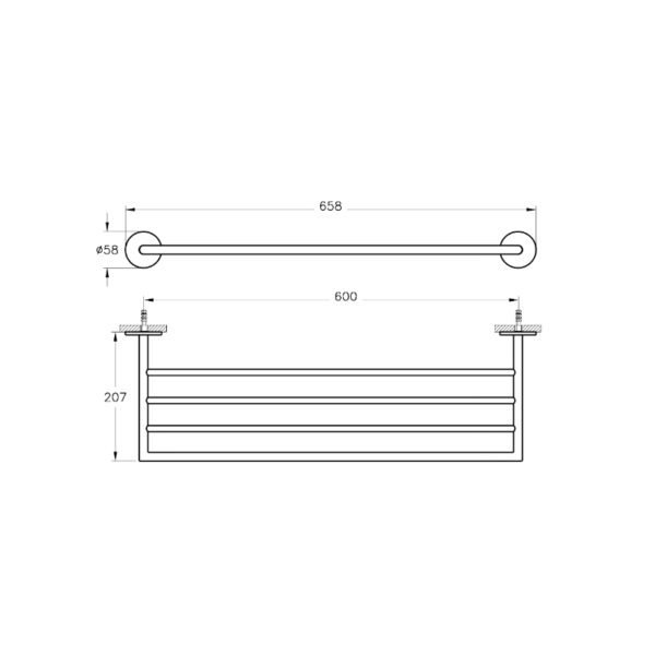 Vitra Origin Triple Towel Rail - 600mm Long - Image 2