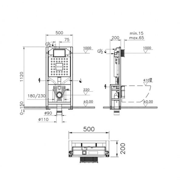 Vitra 3/6L Regular Wall-Hung Frame, Floor Fixation - Image 2