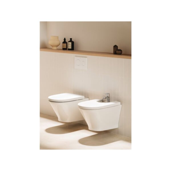 Roca The Gap Round Wall Hung Bidet - 1 TH - White
