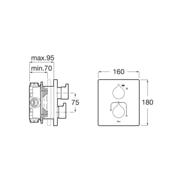 Roca Insignia 1 Outlets Thermostatic Bath Shower Valve - Image 3
