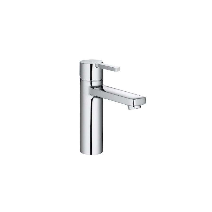 Roca Naia Medium Height Smooth Body Basin Mixer Tap With Waste - Chrome