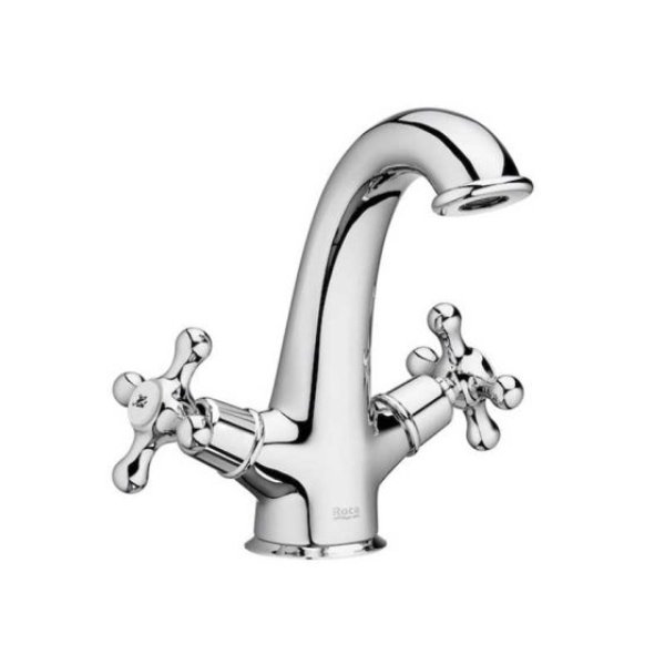Roca Carmen Twin Lever Basin Mixer Tap - Chrome