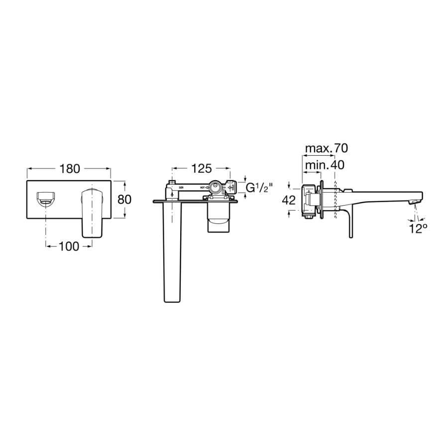 Roca L90 Wall Mounted Basin Mixer Tap - Chrome