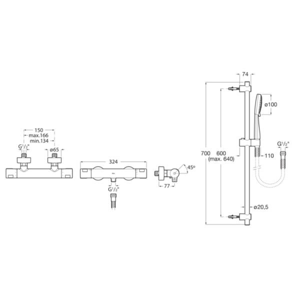Roca Victoria-T Shower Kit - Chrome - Image 3