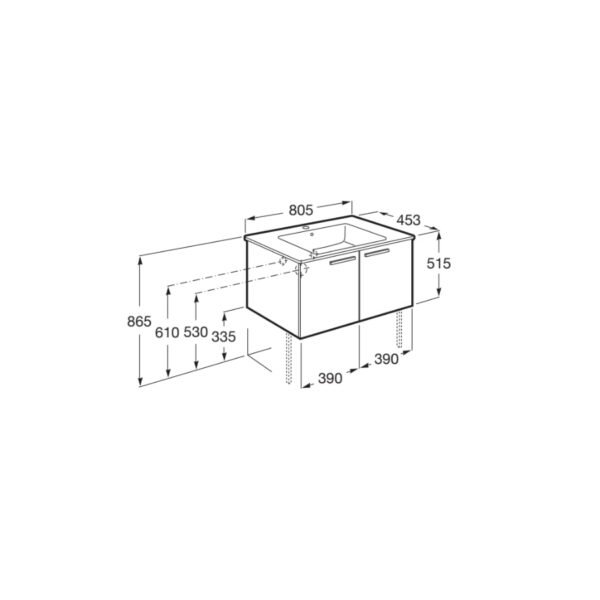 Roca Victoria Unik 2 Door Wall Hung Vanity Unit With Basin - Image 3