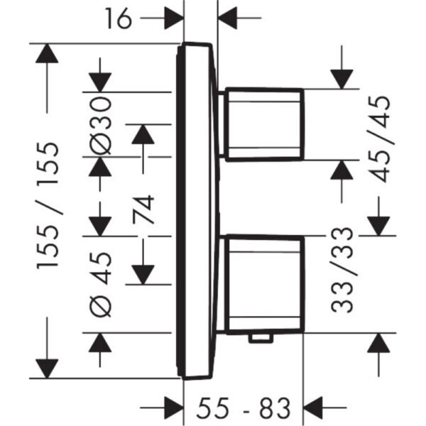 Hansgrohe Ecostat E Thermostatic Single Outlet Concealed Shower Valve - 15707000 - Image 3