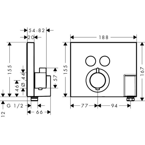 Hansgrohe Showerselect Two Outlet Thermostatic Concealed Shower Valve With Hose Connection And Shower Holder - 15765000 - Image 2