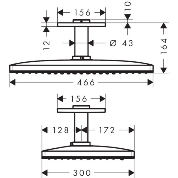 Hansgrohe Rainmaker Select 460 2 Jet Overhead Shower And Ceiling Connector - Select Colour - Image 2