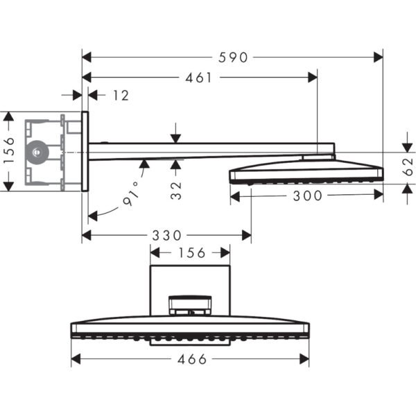 Hansgrohe Rainmaker Select 460 3 Jet Overhead Shower And Shower Arm - Select Colour - Image 2