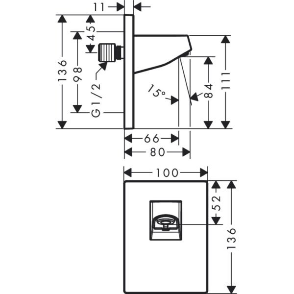 Hansgrohe Pulsify Wall Connector For 105 Overhead Shower - Select Colour - Image 2
