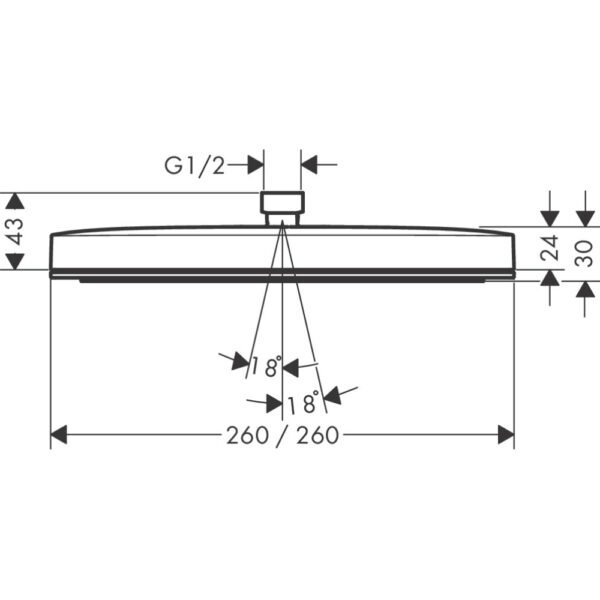 Hansgrohe Pulsify E 260 1 Jet Ecosmart Overhead Shower - Select Colour - Image 2