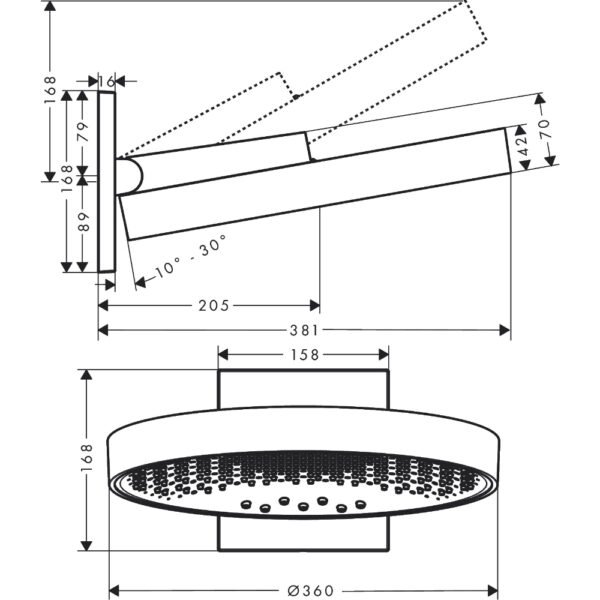 Hansgrohe Rainfinity 360 3 Jet Overhead Shower With Wall Connector - Select Colour - Image 2