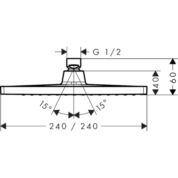Hansgrohe Crometta E 240 1 Jet Low-pressure Min 0.2. Bar Overhead Shower - 26722000 - Image 2