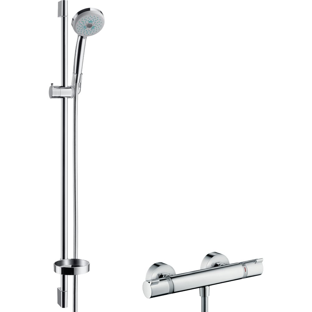 Hansgrohe Croma 100 Multi Shower System With Ecostat Comfort Thermostatic Mixer And 900mm Shower Rail - 27085000