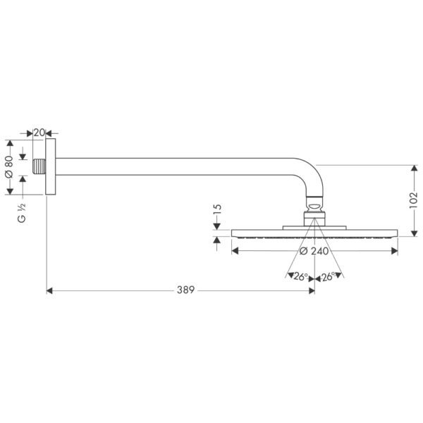 Hansgrohe Raindance S 240 1 Jet Overhead Shower With Shower Arm - 27474000 - Image 2