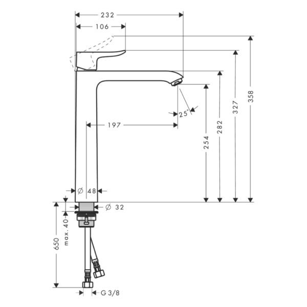 Hansgrohe Metris Single Lever 260 Basin Mixer Tap For Wash Bowls Without Waste - 31184000 - Image 2