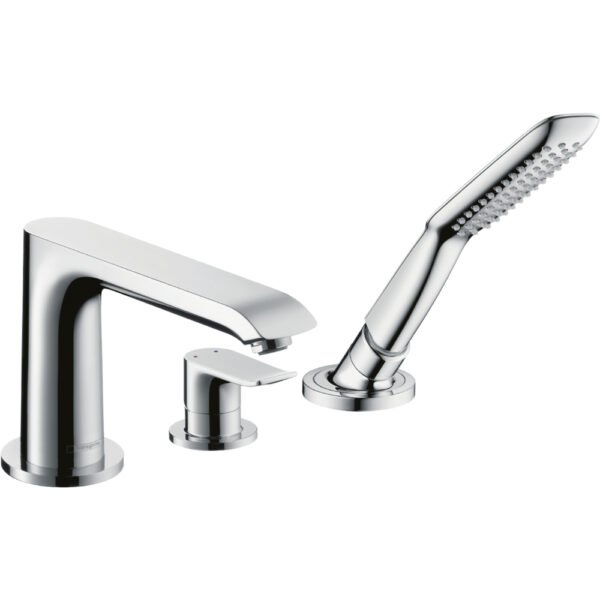 Hansgrohe Metris 3-Hole Rim-Mounted Single Lever Bath Shower Mixer Tap - 31190000