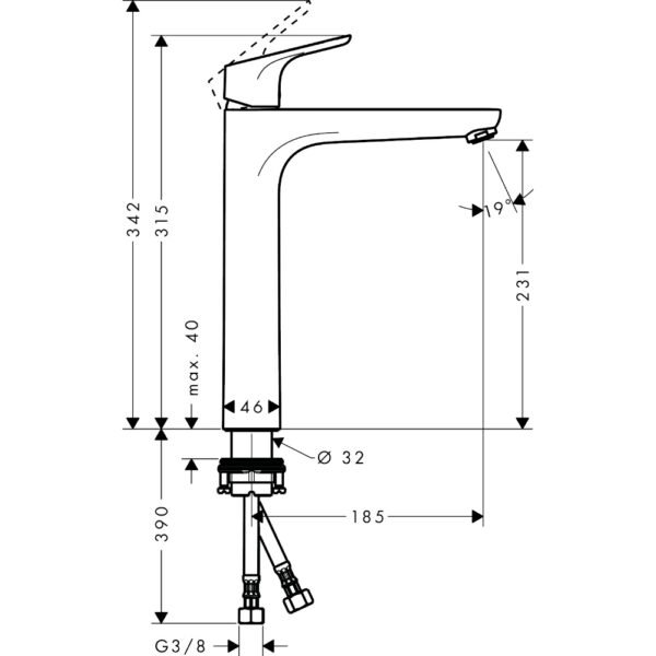 Hansgrohe Focus Single Lever 230 Basin Mixer Tap Without Waste - 31532000 - Image 2