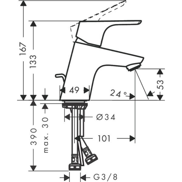 Hansgrohe Focus Single Lever 70 Coolstart Basin Mixer Tap With Pop-Up Waste - 31539000 - Image 2