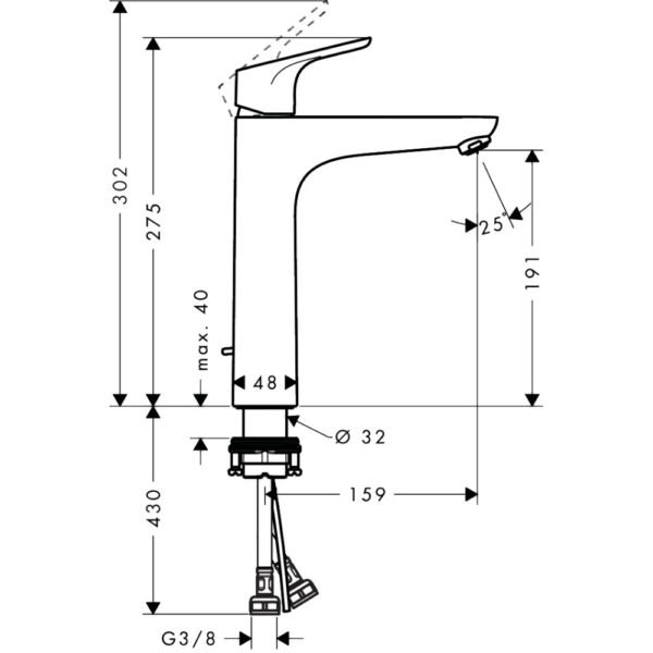 Hansgrohe Focus Single Lever 190 Basin Mixer Tap With Pop-Up Waste - 31608000 - Image 2