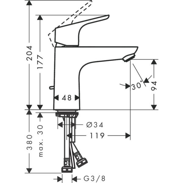 Hansgrohe Focus Single Lever 100 Coolstart Basin Mixer Tap With Pop-Up Waste - 31621000 - Image 2