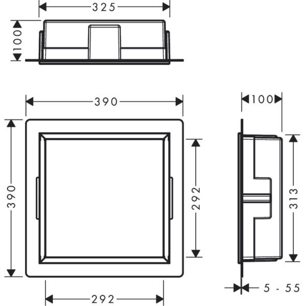 Hansgrohe Xtrastoris Original Wall Niche With Frame 300mm Wide - Select Colour - Image 2