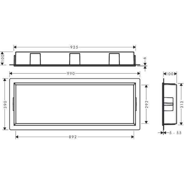 Hansgrohe Xtrastoris Original Wall Niche With Frame 900mm Wide - Select Colour - Image 2
