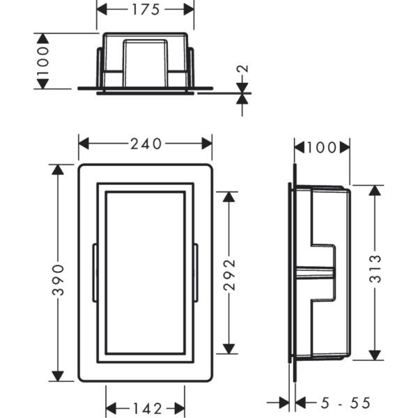 Hansgrohe Xtrastoris Individual Wall Niche Brushed Stainless Steel With Design Frame 150mm x 100mm - Select Colour - Image 2