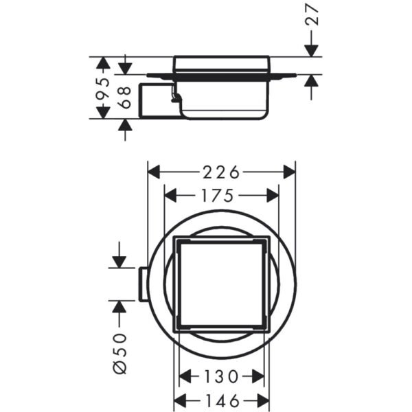 Hansgrohe Raindrain Spot Complete Set Point Drain 150/150 Tileable Rear Cover - 56112800 - Image 2
