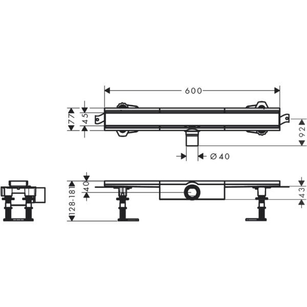 Hansgrohe Raindrain Compact 600 Shower Drain Complete Set For Flat Installation - 56162800 - Image 2