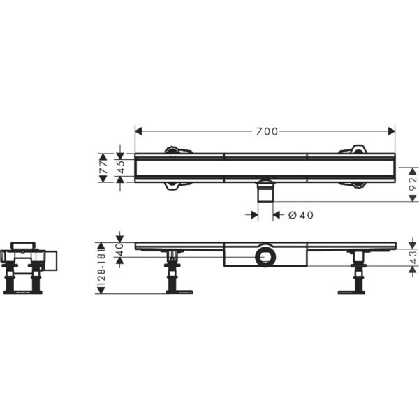Hansgrohe Raindrain Compact 700 Shower Drain Complete Set For Flat Installation - 56164800 - Image 2