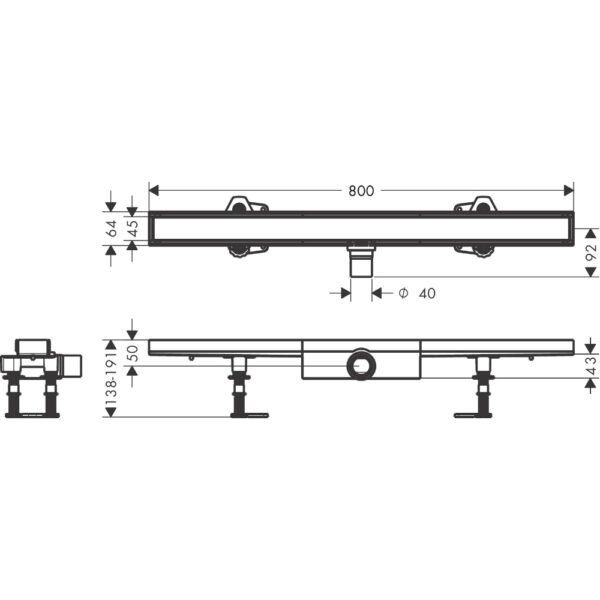 Hansgrohe Raindrain Compact 800 Tileable Shower Drain Complete Set For Flat Installation - 56167000 - Image 2