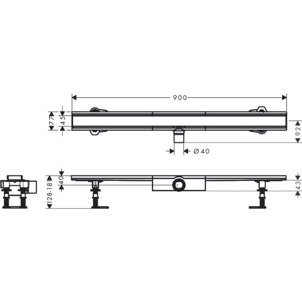 Hansgrohe Raindrain Compact 900 Shower Drain Complete Set For Flat Installation - 56168800 - Image 2