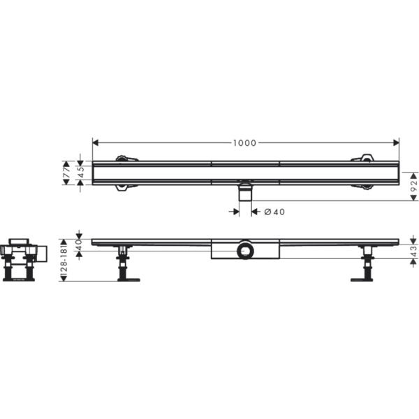 Hansgrohe Raindrain Compact 1000 Shower Drain Complete Set For Flat Installation - 56170800 - Image 2