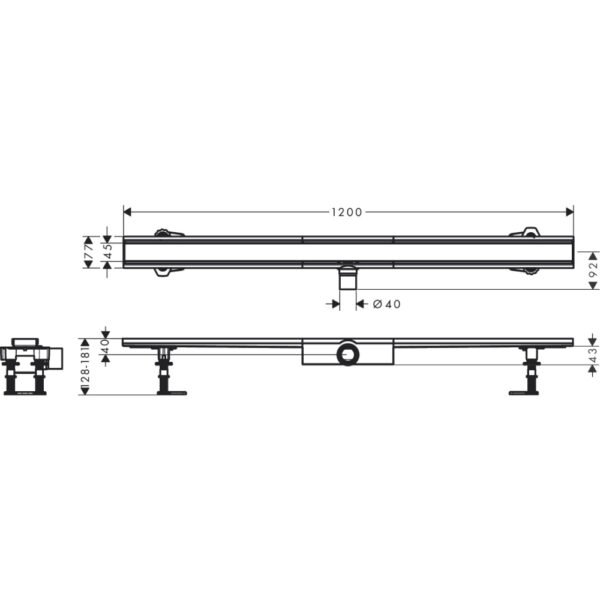 Hansgrohe Raindrain Compact 1200 Shower Drain Complete Set For Flat Installation - 56172800 - Image 2