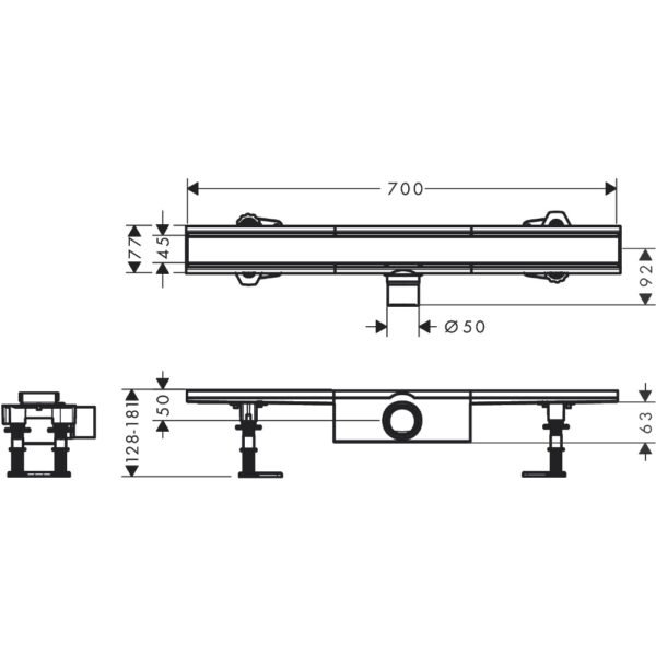 Hansgrohe Raindrain Compact 700 Shower Drain Complete Set For Standard Flat Installation - 56176800 - Image 2