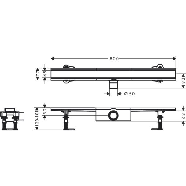 Hansgrohe Raindrain Compact 800 Shower Drain Complete Set For Standard Flat Installation - 56178800 - Image 2