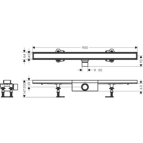 Hansgrohe Raindrain Compact 900 Tileable Shower Drain Complete Set For Standard Flat Installation - 56181000 - Image 2
