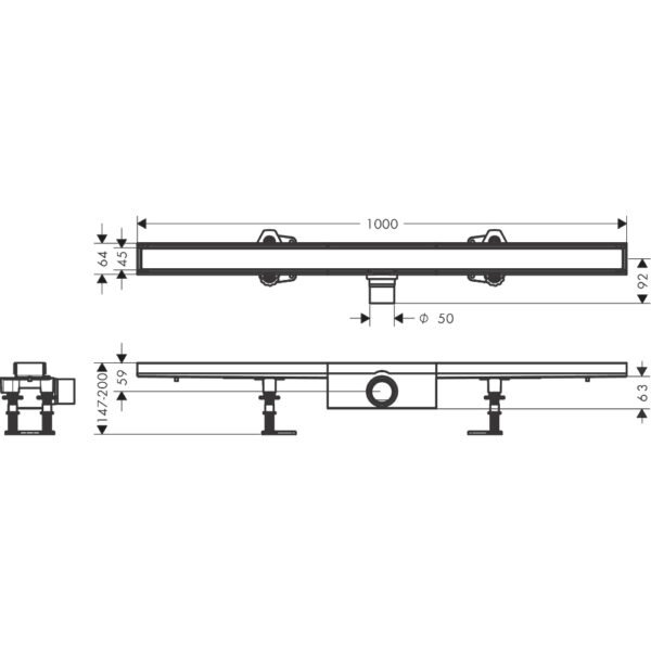 Hansgrohe Raindrain Compact 1000 Tileable Shower Drain Complete Set For Standard Flat Installation - 56183000 - Image 2