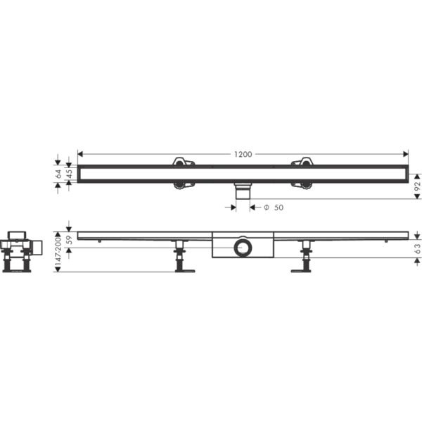 Hansgrohe Raindrain Compact 1200 Tileable Shower Drain Complete Set For Standard Flat Installation - 56185000 - Image 2