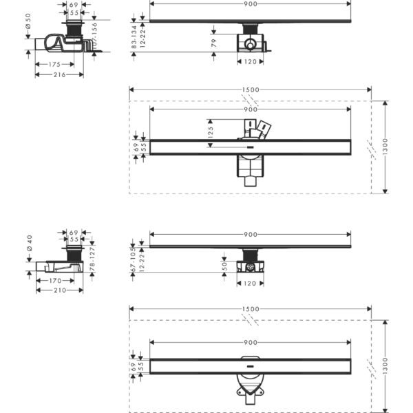 Hansgrohe Raindrain Complete Set 900 Shower Drain And Installation Set For Standard/Flat Installation - 56188800 - Image 2