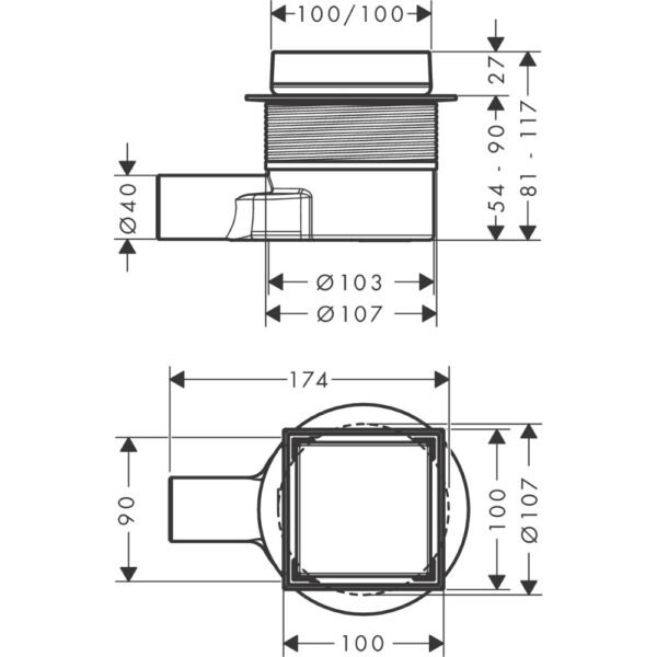 Hansgrohe Raindrain 100/100 Point Shower Drain Tileable Rear Cover - Select Colour - Image 2