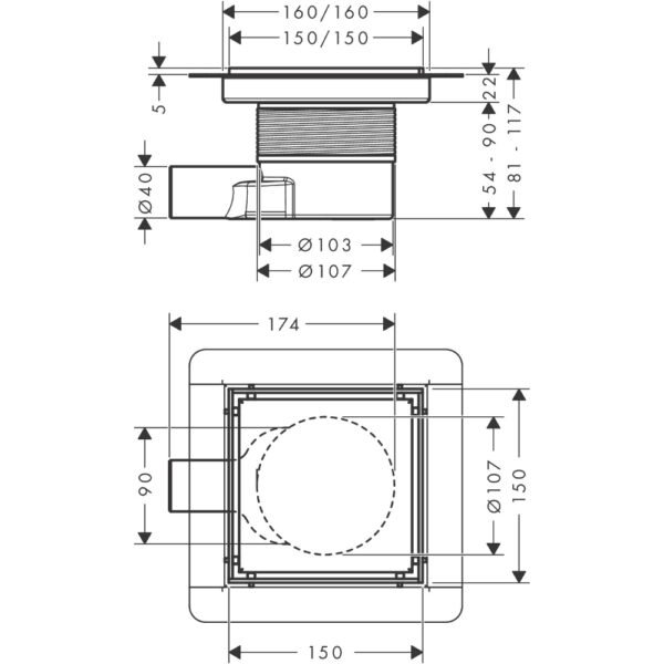 Hansgrohe Raindrain Brilliance Shower Drain Complete Set - Select Colour - Image 2